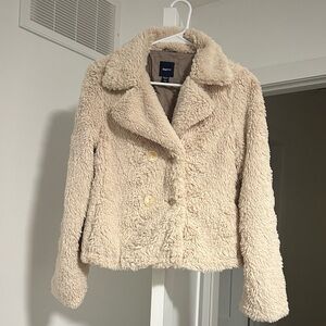 GAP Kids Beige Faux Fur Coat